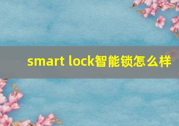 smart lock智能锁怎么样